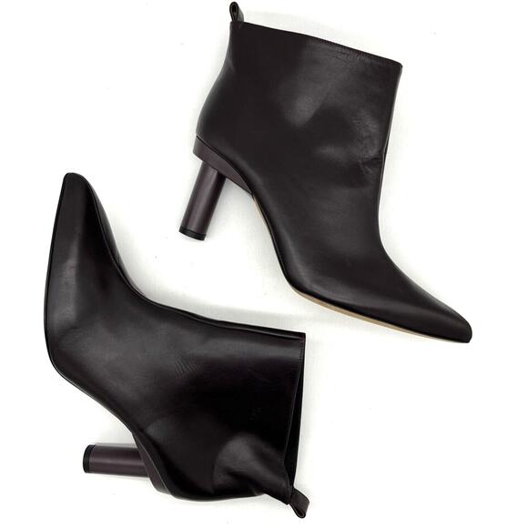 TIBI Theo Ankle Bootie Plum Lambskin Cylinder Stacked Heel Size US 8 / EUR 38 - Picture 5 of 11